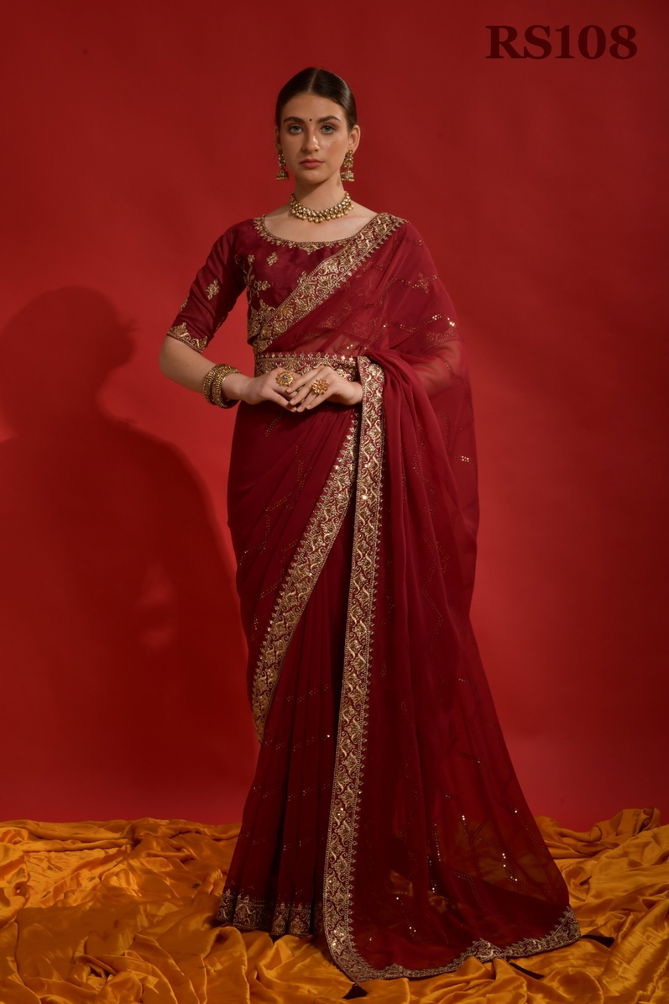 Riddhi Siddhi Fashion Berry Georgette Wedding Sarees Wholesale Price In Surat